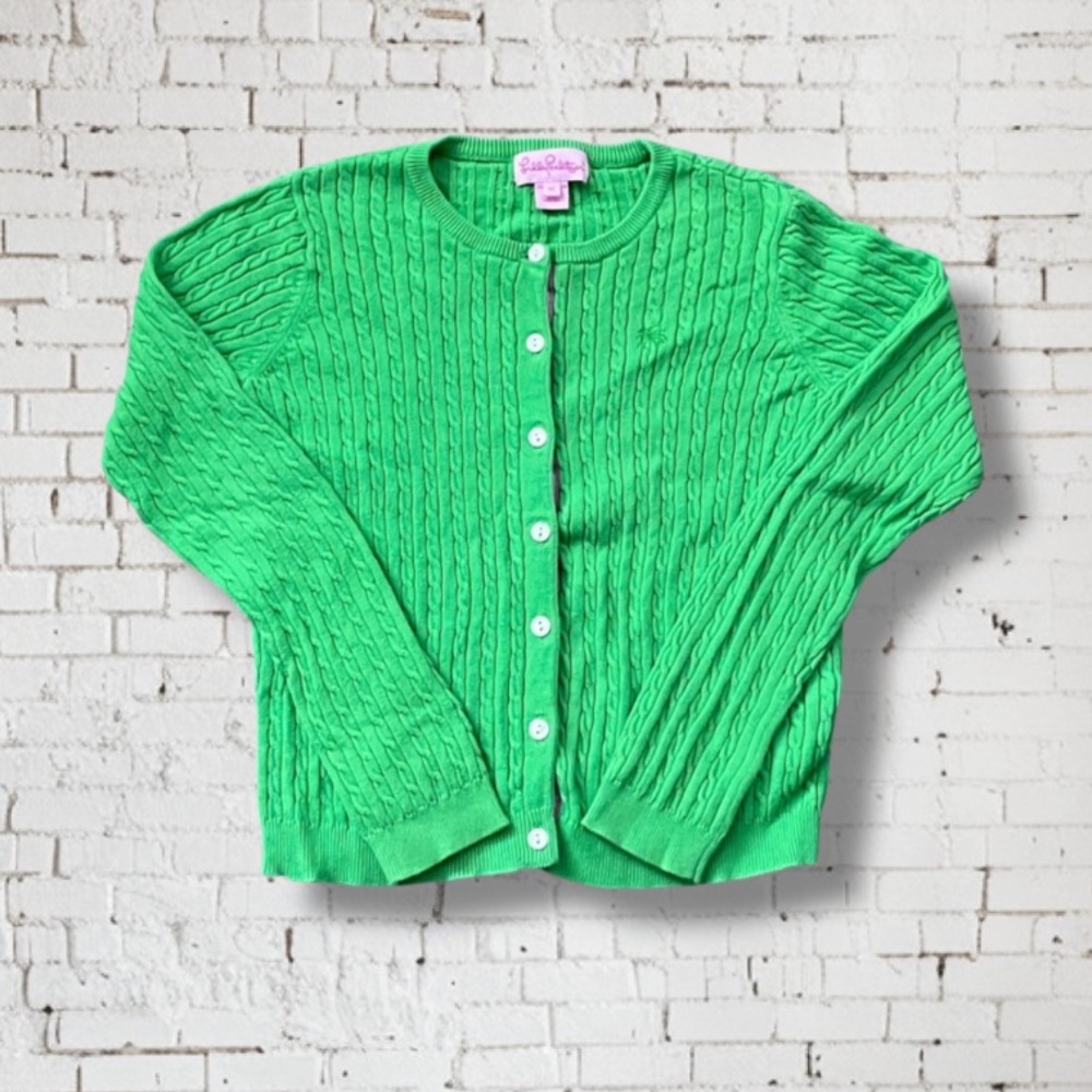🌴 Lilly Pulitzer Cable Knit Green Cardigan